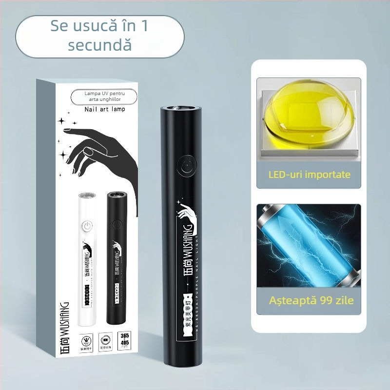 Lampă de unghii manuală pentru artă cu alimentare reîncărcabilă, afișaj digital inteligent, LED de înaltă putere, uscare rapidă în 10 secunde, lampă compactă de polimerizare