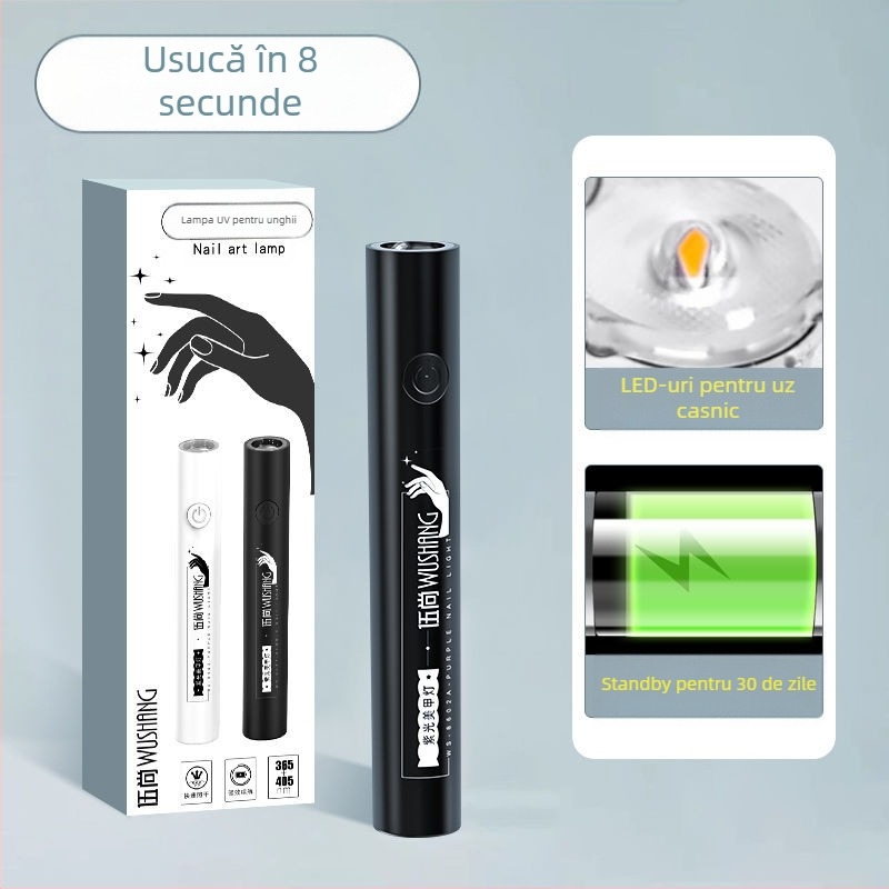 Lampă de unghii manuală pentru artă cu alimentare reîncărcabilă, afișaj digital inteligent, LED de înaltă putere, uscare rapidă în 10 secunde, lampă compactă de polimerizare