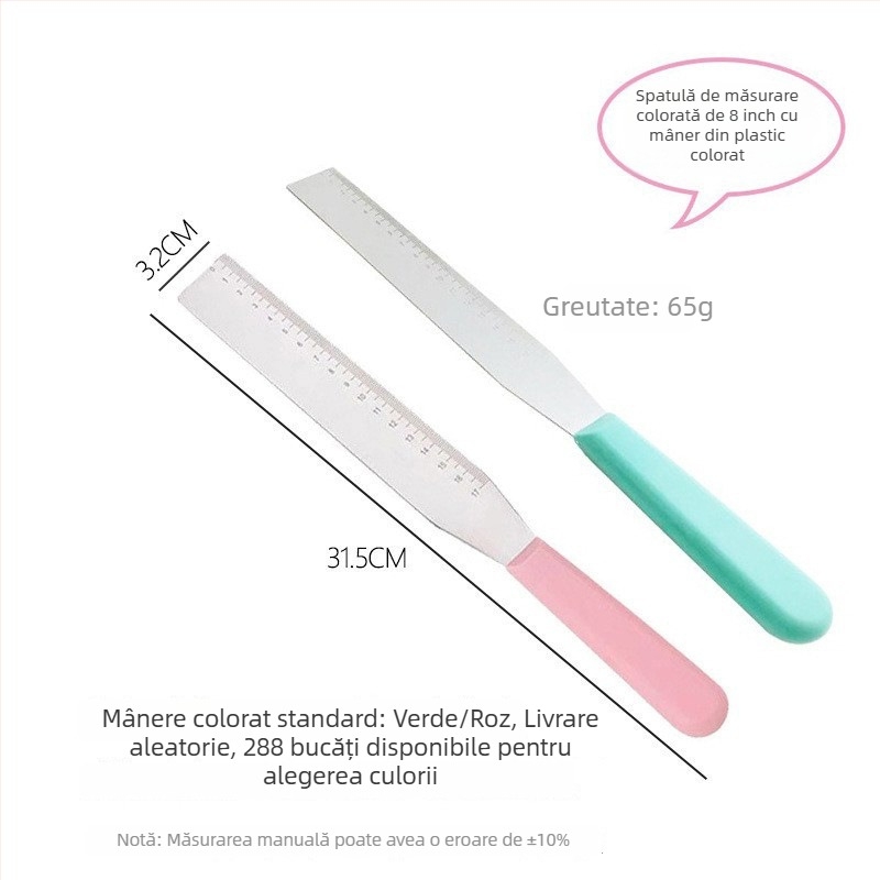 One Heart Spatulă din oțel inoxidabil gradată, dreptunghiulară, pentru decorarea torturilor