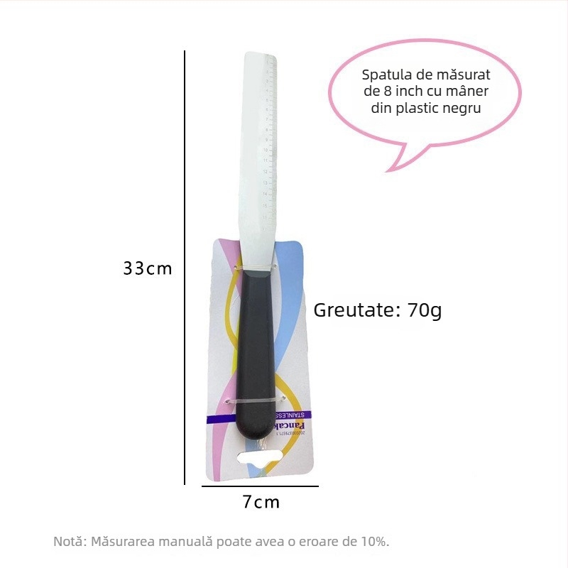 One Heart Spatulă din oțel inoxidabil gradată, dreptunghiulară, pentru decorarea torturilor