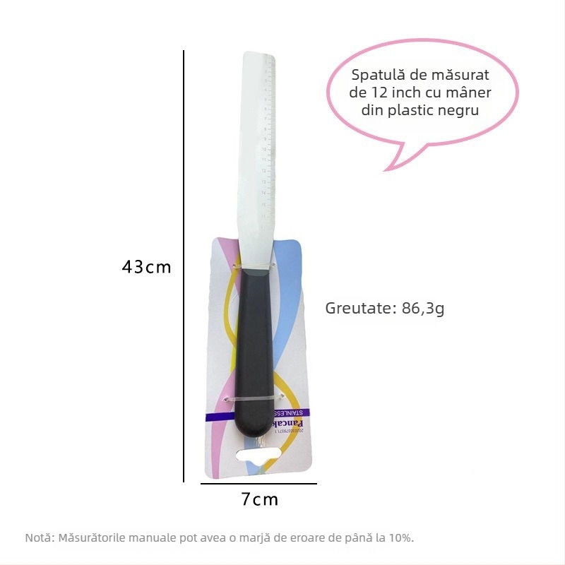 One Heart Spatulă din oțel inoxidabil gradată, dreptunghiulară, pentru decorarea torturilor