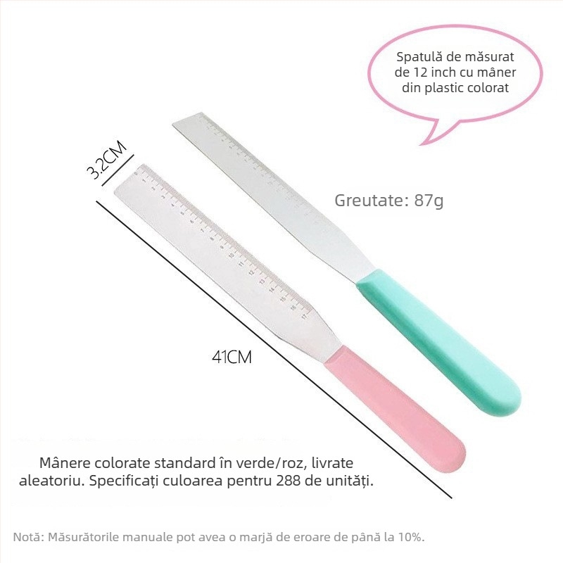 One Heart Spatulă din oțel inoxidabil gradată, dreptunghiulară, pentru decorarea torturilor