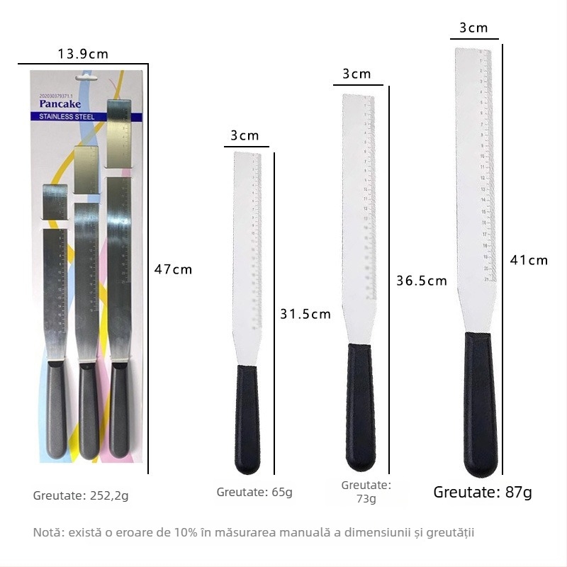 One Heart Spatulă din oțel inoxidabil gradată, dreptunghiulară, pentru decorarea torturilor