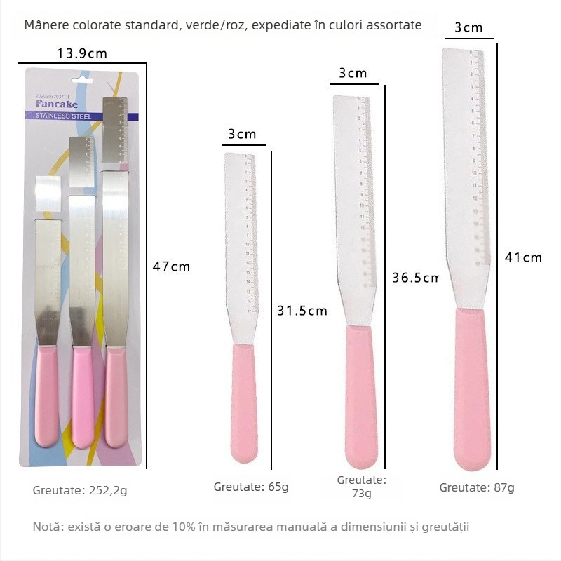 One Heart Spatulă din oțel inoxidabil gradată, dreptunghiulară, pentru decorarea torturilor
