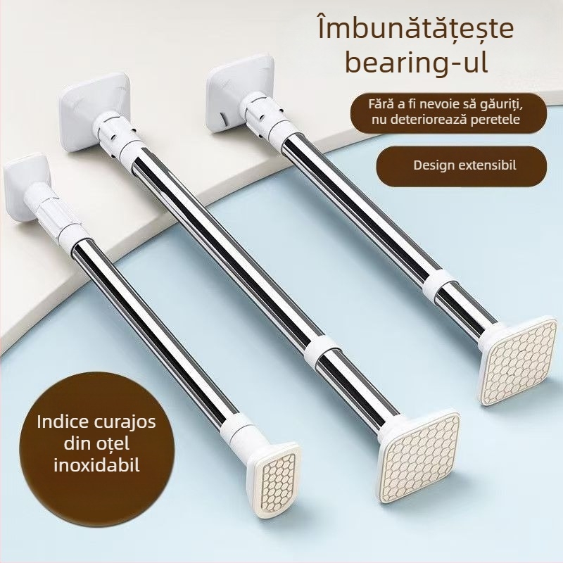 Raft telescopic pentru uscat haine, din oțel inoxidabil, fără găuri, reglabil pentru balcon, stil minimalist