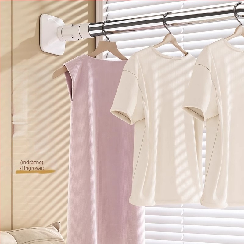 Raft telescopic pentru uscat haine, din oțel inoxidabil, fără găuri, reglabil pentru balcon, stil minimalist