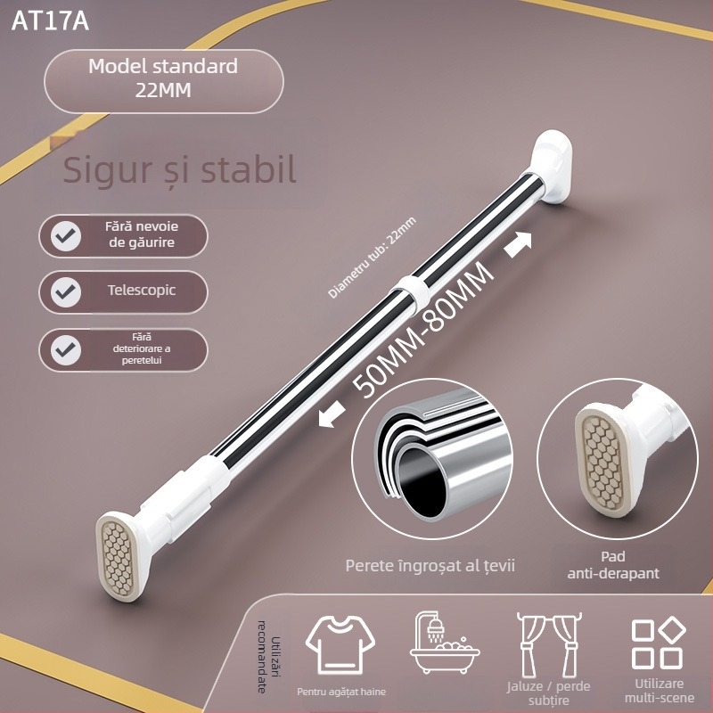 Raft telescopic pentru uscat haine, din oțel inoxidabil, fără găuri, reglabil pentru balcon, stil minimalist