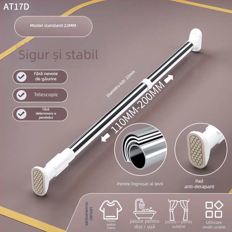 Raft telescopic pentru uscat haine, din oțel inoxidabil, fără găuri, reglabil pentru balcon, stil minimalist