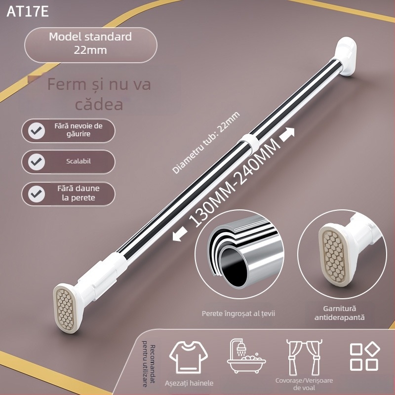 Raft telescopic pentru uscat haine, din oțel inoxidabil, fără găuri, reglabil pentru balcon, stil minimalist