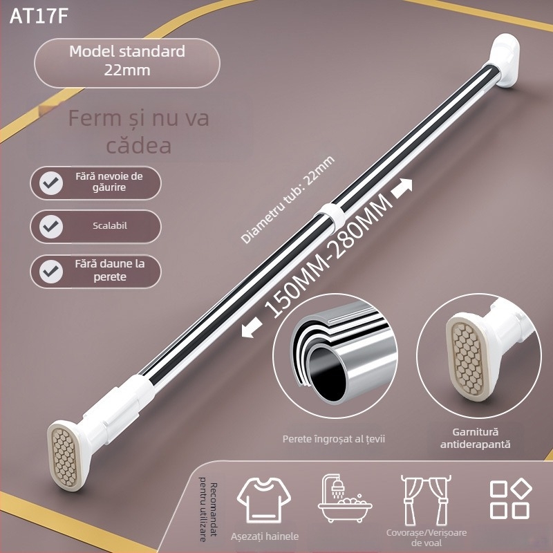 Raft telescopic pentru uscat haine, din oțel inoxidabil, fără găuri, reglabil pentru balcon, stil minimalist