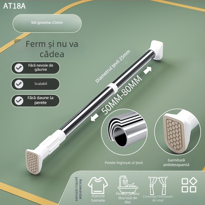 Raft telescopic pentru uscat haine, din oțel inoxidabil, fără găuri, reglabil pentru balcon, stil minimalist