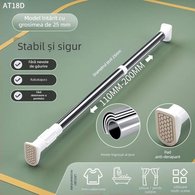 Raft telescopic pentru uscat haine, din oțel inoxidabil, fără găuri, reglabil pentru balcon, stil minimalist