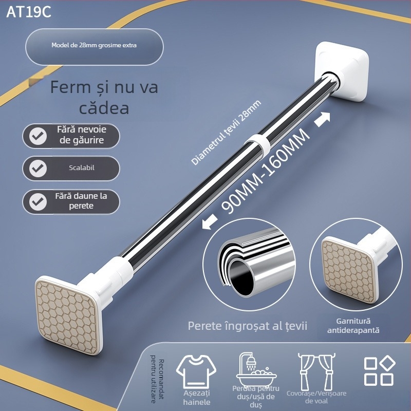 Raft telescopic pentru uscat haine, din oțel inoxidabil, fără găuri, reglabil pentru balcon, stil minimalist