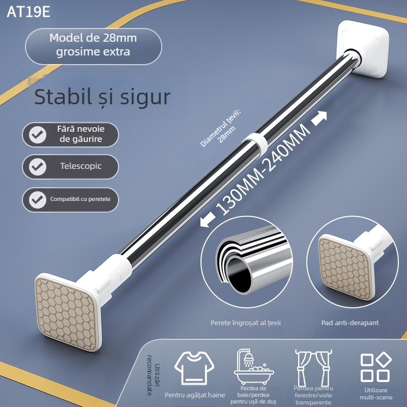 Raft telescopic pentru uscat haine, din oțel inoxidabil, fără găuri, reglabil pentru balcon, stil minimalist
