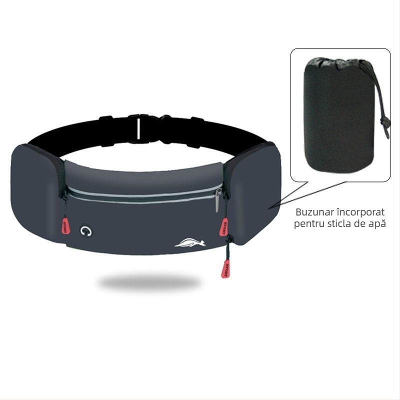 Borsetă talie sport pentru bărbați, din nylon antibacterian cu căptușeală PU, potrivită pentru alergare