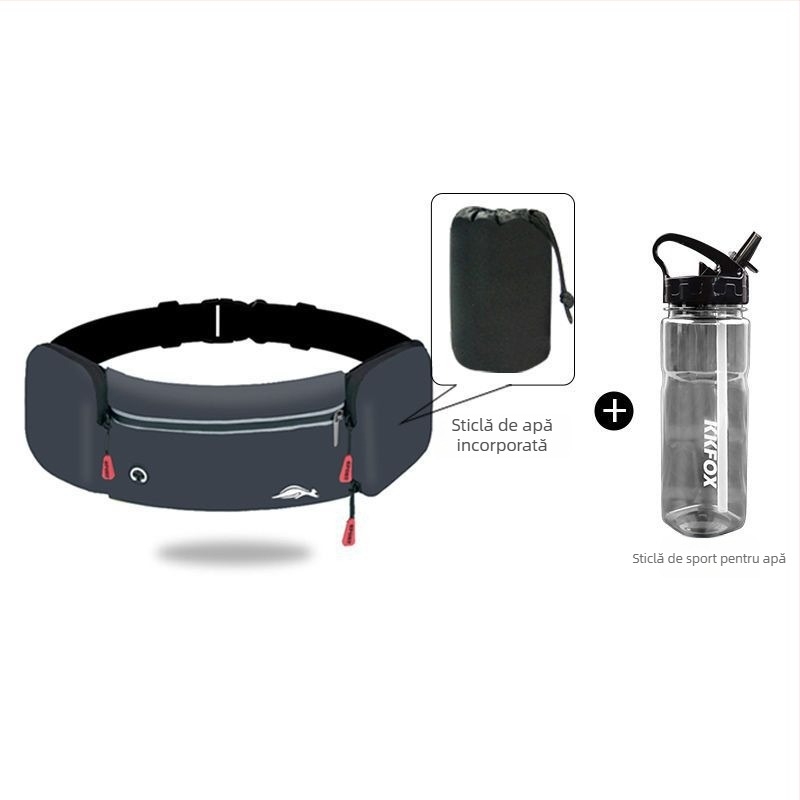 Borsetă talie sport pentru bărbați, din nylon antibacterian cu căptușeală PU, potrivită pentru alergare