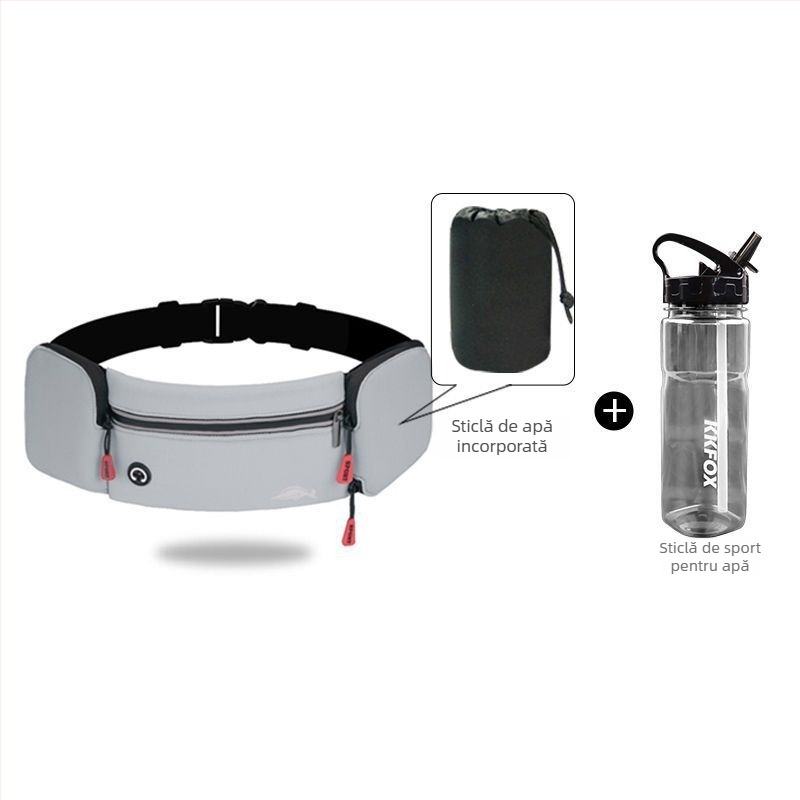 Borsetă talie sport pentru bărbați, din nylon antibacterian cu căptușeală PU, potrivită pentru alergare