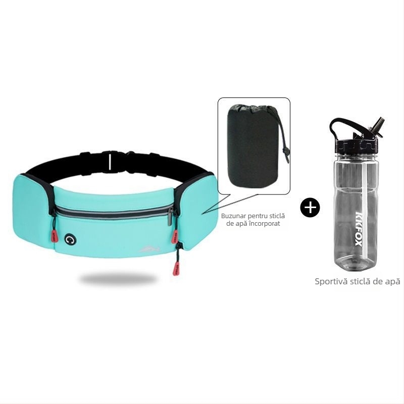 Borsetă talie sport pentru bărbați, din nylon antibacterian cu căptușeală PU, potrivită pentru alergare