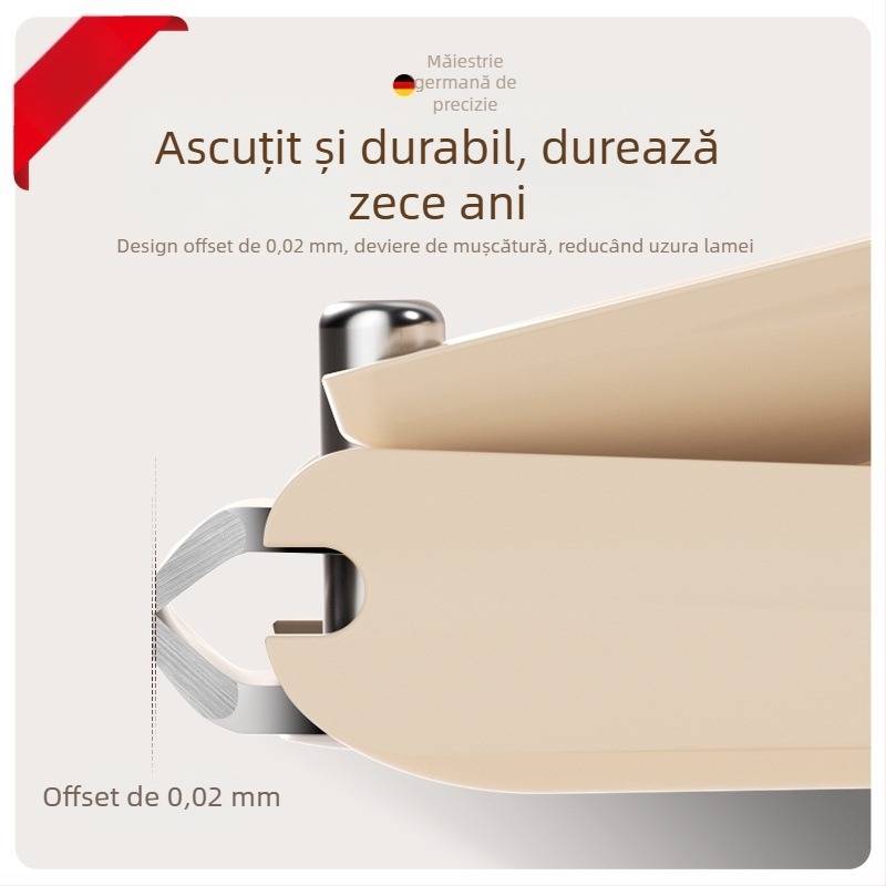 Set de tăiet unghii pentru manichiură cu design anti-stropire, gură plată și deschidere înclinată, construcție din plastic și oțel carbon