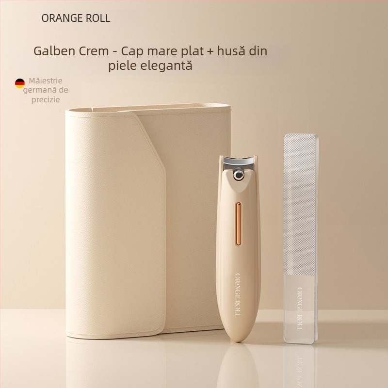 Set de tăiet unghii pentru manichiură cu design anti-stropire, gură plată și deschidere înclinată, construcție din plastic și oțel carbon