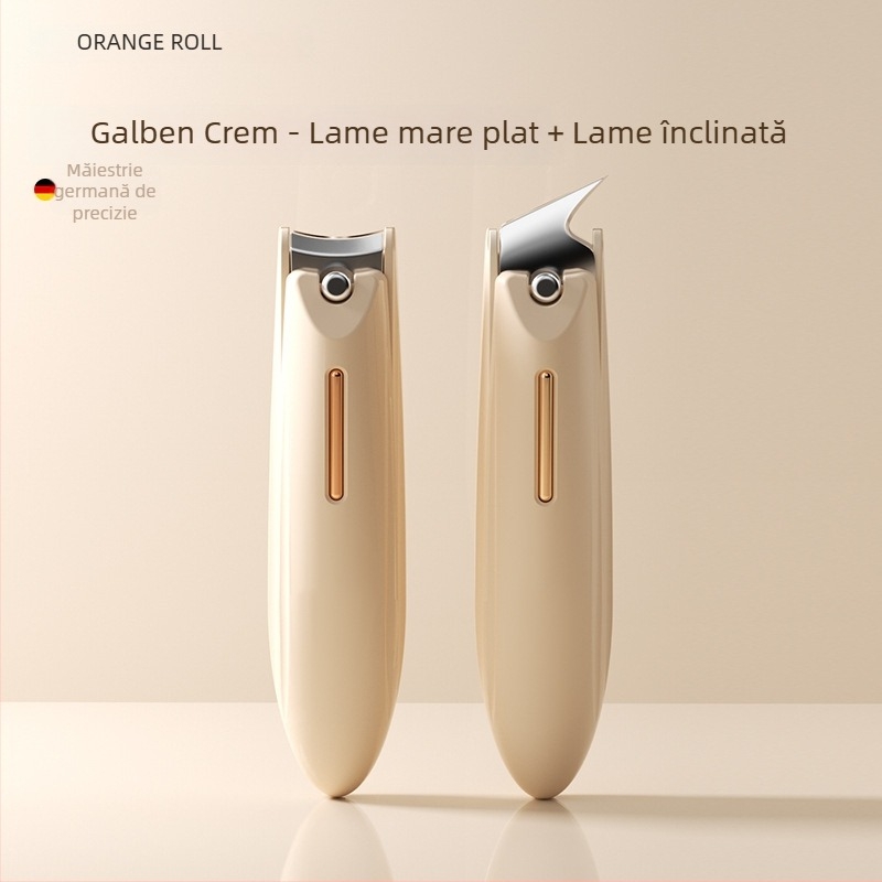 Set de tăiet unghii pentru manichiură cu design anti-stropire, gură plată și deschidere înclinată, construcție din plastic și oțel carbon