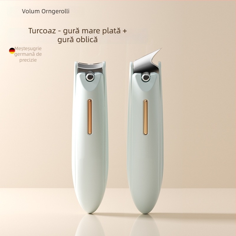 Set de tăiet unghii pentru manichiură cu design anti-stropire, gură plată și deschidere înclinată, construcție din plastic și oțel carbon