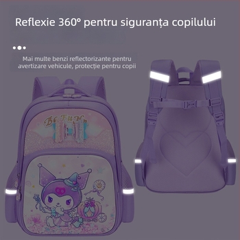 Ghiozdan școlar pentru fete, model Cartoon, din material Oxford, capacitate mare, respirabil, impermeabil, rezistent, bretele curbate