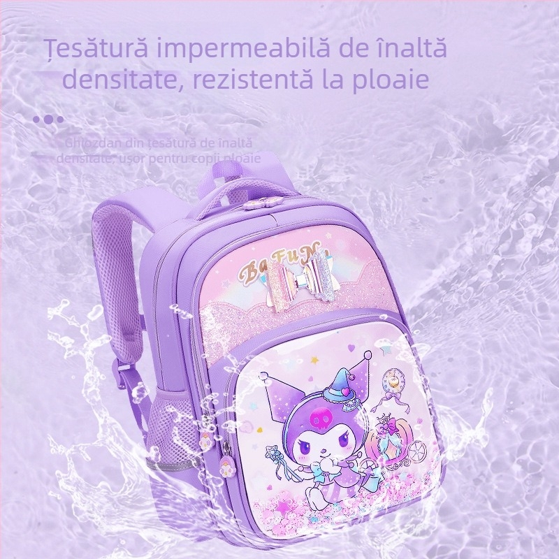 Ghiozdan școlar pentru fete, model Cartoon, din material Oxford, capacitate mare, respirabil, impermeabil, rezistent, bretele curbate