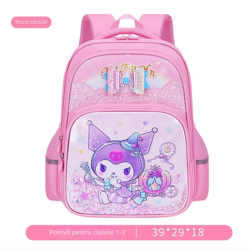 Ghiozdan școlar pentru fete, model Cartoon, din material Oxford, capacitate mare, respirabil, impermeabil, rezistent, bretele curbate