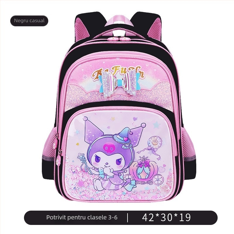 Ghiozdan școlar pentru fete, model Cartoon, din material Oxford, capacitate mare, respirabil, impermeabil, rezistent, bretele curbate