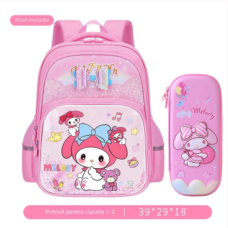 Ghiozdan școlar pentru fete, model Cartoon, din material Oxford, capacitate mare, respirabil, impermeabil, rezistent, bretele curbate