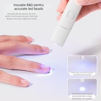 Pinchuang M105 Lampă de unghii portabilă – lampă mică, ușor de purtat, cu fascicul pentru uscare rapidă a gelului de unghii