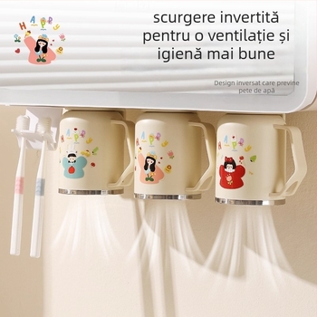 Căniță magnetică de clătire din oțel inoxidabil 304 cu dulap oglindă montat sub — organizator pentru periuțe și pastă de dinți