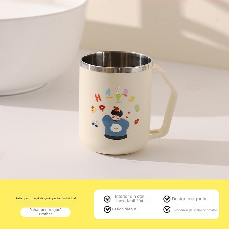 Căniță magnetică de clătire din oțel inoxidabil 304 cu dulap oglindă montat sub — organizator pentru periuțe și pastă de dinți