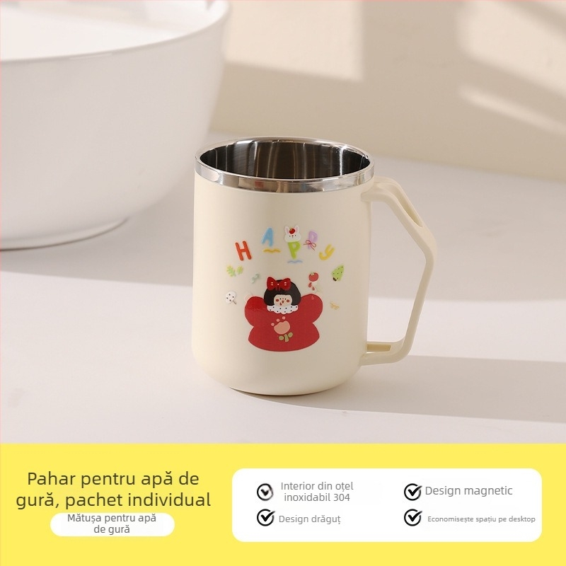 Căniță magnetică de clătire din oțel inoxidabil 304 cu dulap oglindă montat sub — organizator pentru periuțe și pastă de dinți