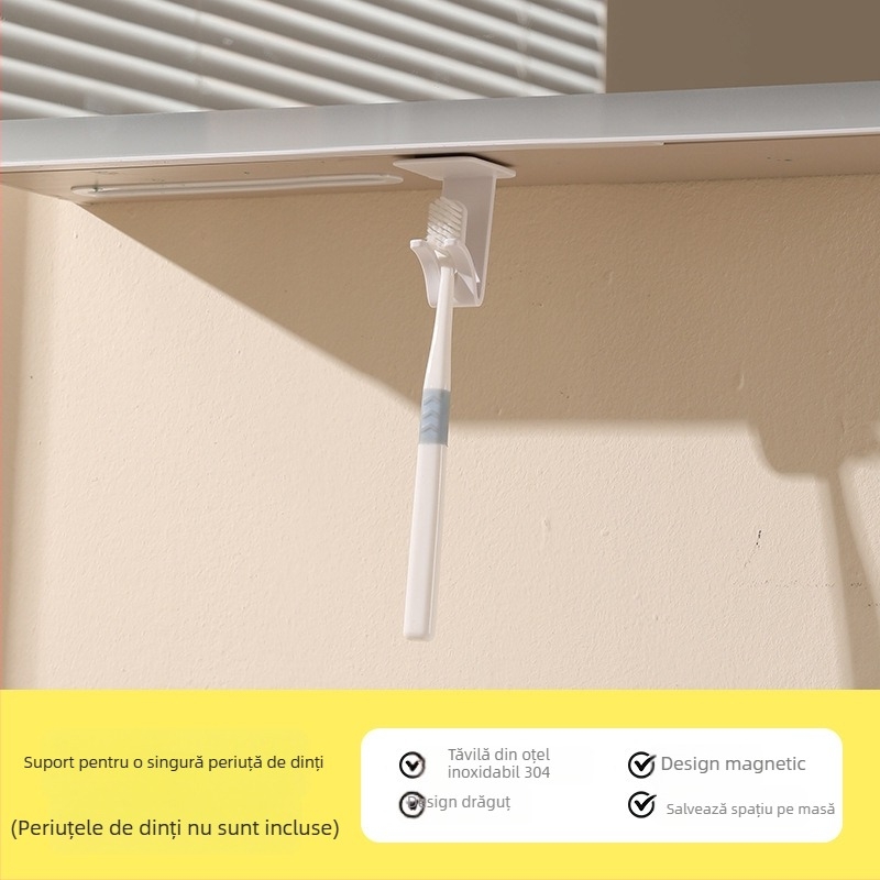 Căniță magnetică de clătire din oțel inoxidabil 304 cu dulap oglindă montat sub — organizator pentru periuțe și pastă de dinți