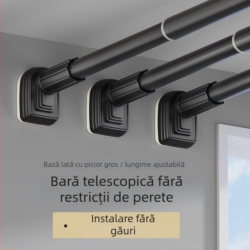 Kingsborough Bară telescopică pentru perdea de duș și uscător de haine — oțel inoxidabil + ABS, personalizabilă, detașabilă, stil lux ușor