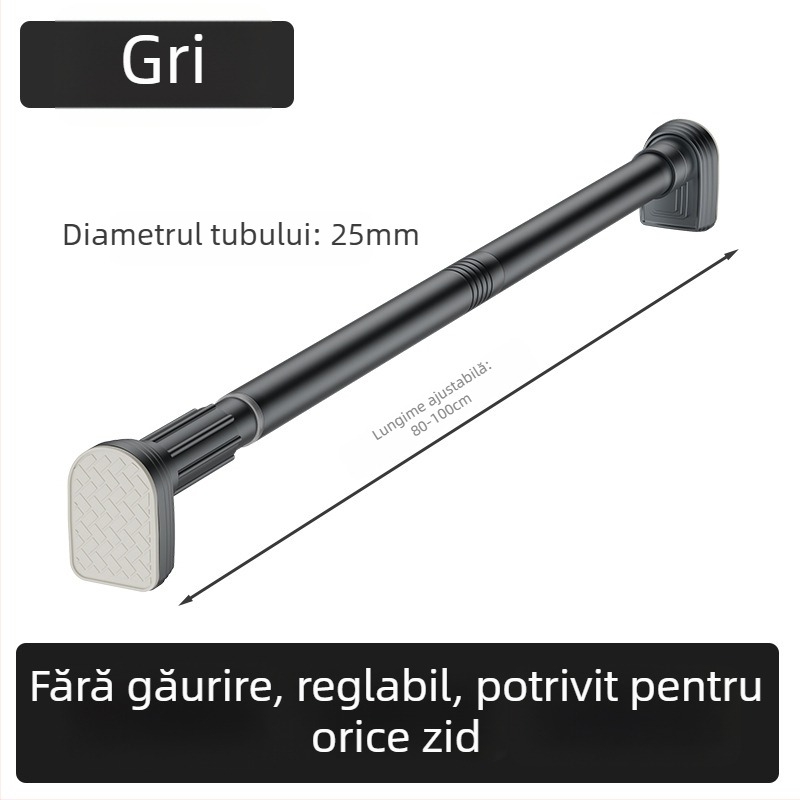 Kingsborough Bară telescopică pentru perdea de duș și uscător de haine — oțel inoxidabil + ABS, personalizabilă, detașabilă, stil lux ușor