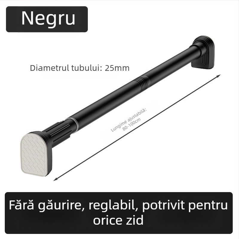 Kingsborough Bară telescopică pentru perdea de duș și uscător de haine — oțel inoxidabil + ABS, personalizabilă, detașabilă, stil lux ușor