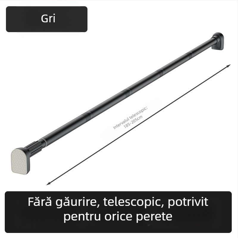 Kingsborough Bară telescopică pentru perdea de duș și uscător de haine — oțel inoxidabil + ABS, personalizabilă, detașabilă, stil lux ușor