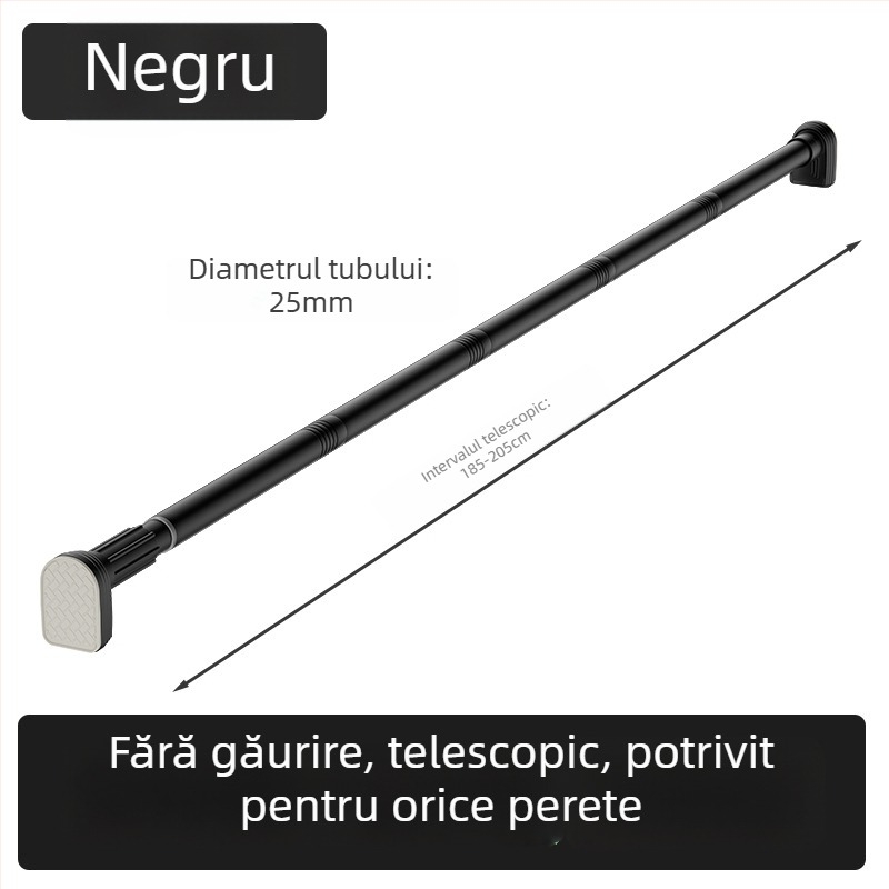 Kingsborough Bară telescopică pentru perdea de duș și uscător de haine — oțel inoxidabil + ABS, personalizabilă, detașabilă, stil lux ușor