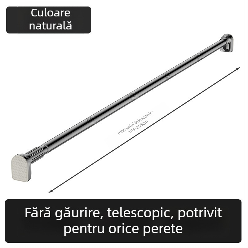 Kingsborough Bară telescopică pentru perdea de duș și uscător de haine — oțel inoxidabil + ABS, personalizabilă, detașabilă, stil lux ușor
