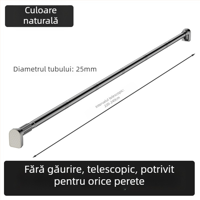 Kingsborough Bară telescopică pentru perdea de duș și uscător de haine — oțel inoxidabil + ABS, personalizabilă, detașabilă, stil lux ușor