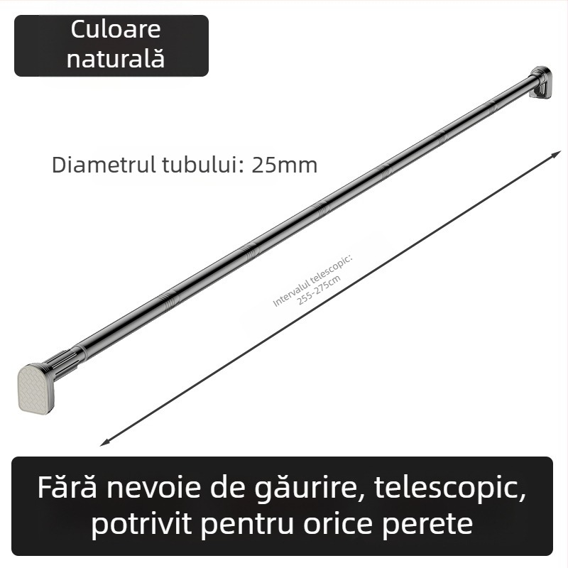 Kingsborough Bară telescopică pentru perdea de duș și uscător de haine — oțel inoxidabil + ABS, personalizabilă, detașabilă, stil lux ușor