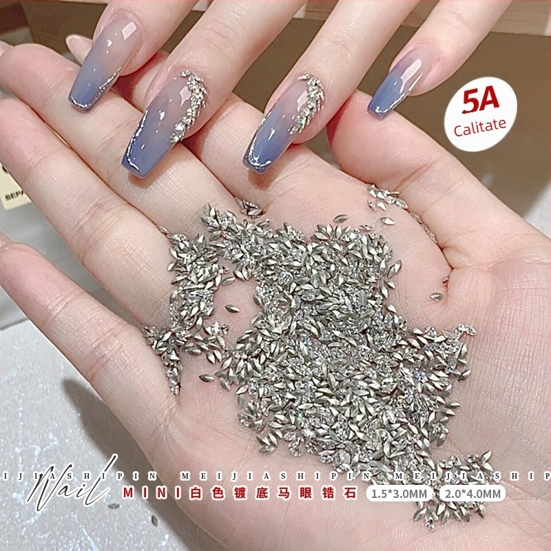 Decorațiuni pentru unghii din zirconiu: tăiere Marquise, model picătură de apă, mini zirconii multicolore