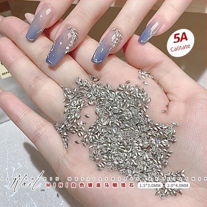 Decorațiuni pentru unghii din zirconiu: tăiere Marquise, model picătură de apă, mini zirconii multicolore