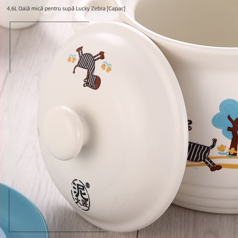 Capac ceramic emailat pentru oale de 2,1–3 L, compatibil cu plita universală, antiaderent, potrivit pentru supe și oale din ceramică