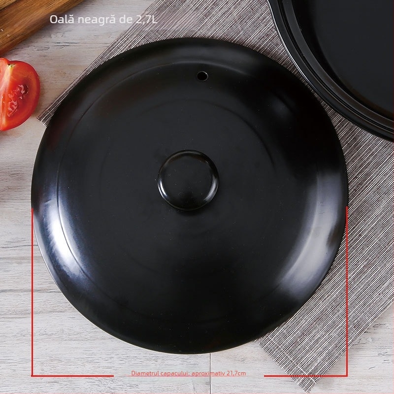 Capac ceramic emailat pentru oale de 2,1–3 L, compatibil cu plita universală, antiaderent, potrivit pentru supe și oale din ceramică