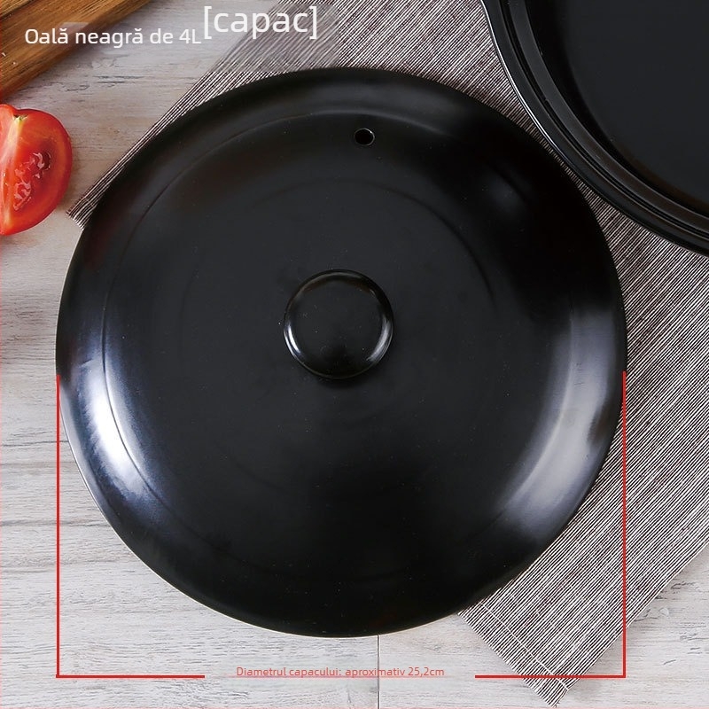 Capac ceramic emailat pentru oale de 2,1–3 L, compatibil cu plita universală, antiaderent, potrivit pentru supe și oale din ceramică