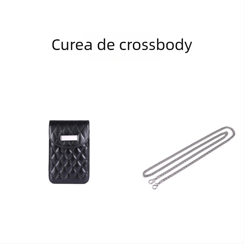 Geantă crossbody talie cu lanț, quiltată, material PU, fermoar, buzunar interior laminat